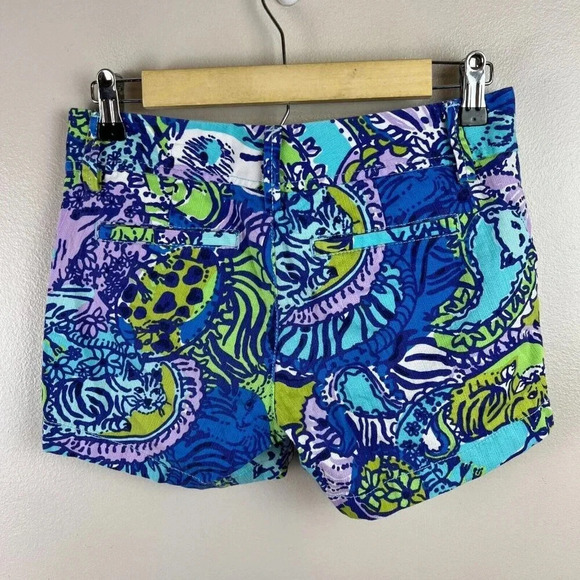 Lilly Pulitzer Callahan Shorts Size 00 Cattitude Blue Preppy Vacation Resort - Picture 2 of 8